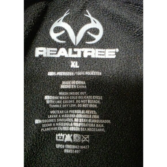 REALTREE Men XL Black Quarter Zip Pullover Performance Outdoors Polyester Shirt - Picture 11 of 11